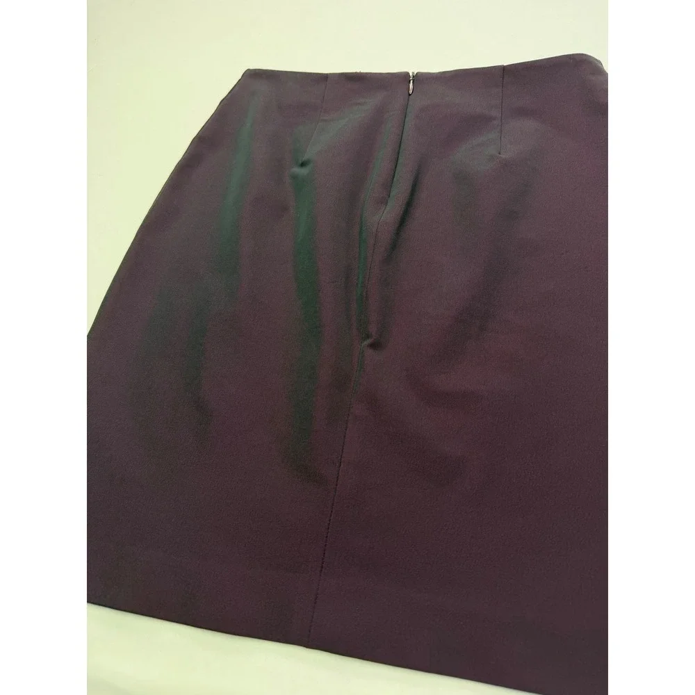 Vintage Bebe Iridescent Purple High Rise‎ Mini Pencil Skirt Y2K Thigh Slit 2P